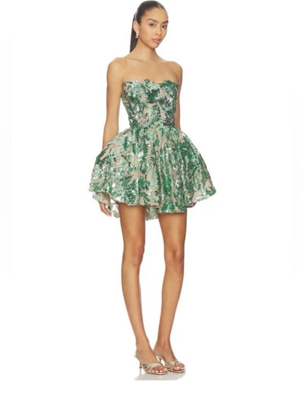 Bronx and Banco Emerald Strapless Sequin Mini Dress